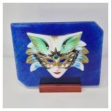 Gentinetta Ceramic Mask Mounted on Cobalt Art Glas