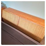 Lane Wood Headboard with Cane‑Front Pull‑Down Cabinets