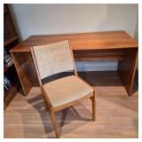 Simple Wood Desk & Upholstered Chair