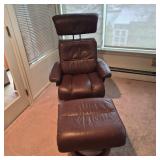 Ekornes Stressless Brown Leather Recliner Chair & Ottoman