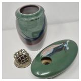 Ikebana Flower Frog & Pottery Vase