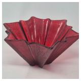 Art Deco Red Glass Star Bowl MCM Form, Ã¢â‚¬Å“Style Design