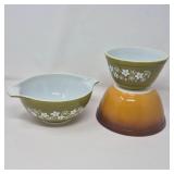1970s Pyrex Mixing Bowls Daisy & Autumn Harvest