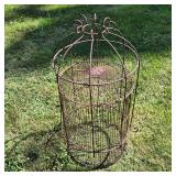 1940s Rustic Charm Iron Bird Cage - Decorative Garden Accent