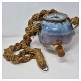 Mid-Century Studio Art Pottery Hanging Dispenser Vessel
