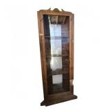 Vintage Wood Corner Cabinet with Tempered Glass Front