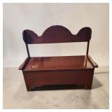 Vintage Painted Wood Storage Bench with Lift-Top Compartment