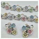 Pastel Enamel & Rhinestone Parure Set