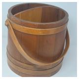 Vintage Wood Barrel Pail Divided Bucket Swing Handle