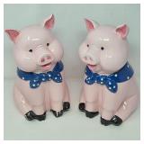 Pair of Earthenware - Humorous Pig Cookie Jars