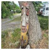 Weathered Tiki-Style Garden Totem Sculpture (54')	