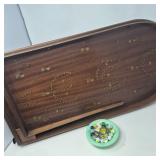 Vintage Wooden Bagatelle Game & Colorful Marbles