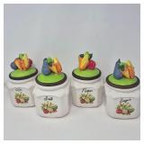 Vintage Bisque Vegetable Top Canister Set of Four