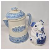 Vintage Treasure Craft Cookie Jar & Hand-Painted Delft Pig Pitcher