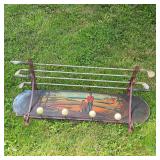 Vintage Golf Club Wall Rack with Hand Ã‹Å“Painted Fairway Scene