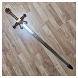 Robin Hood 46' Gold Medieval Replica Sword with Blue Gem Pommel
