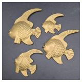 Vintage Brass Angel Fish Wall Decor Set – 4 Pieces