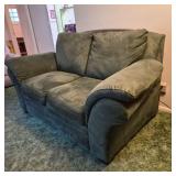Dark Sage Green Microfiber Loveseat – Zippered Seat Cushions
