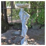 Stonecraft Cement Garden Statue – Woman with Urn Birdbath