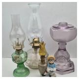 Vintage Glass & Porcelain Oil Lamp Collection