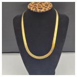 Vintage Italian 14K Gold Wide Herringbone Chain Necklace, 24 g