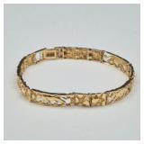 14K Gold Nugget & Panther Link Bracelet, 15.3 g