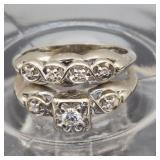 Vintage 14k White Gold Soldered Wedding Ring Set