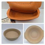 Pampered Chef Stoneware & W. Germany Römertopf Lidded Clay Pot