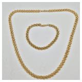 Captivating Oroamerica 14k Rosette Swirl Necklace & Bracelet Set