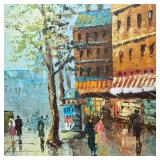 European City Scene Oil Painting, Signed Clement