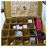 Vintage Kar Products Metal Box with Hole Saw & Hardware Contents