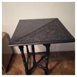 Antique Carved Drop-Leaf Accent Table – Triangular Top Design