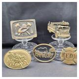 Set of 5 Vintage Firefighter Belt Buckles – Brass Finish (#2)