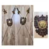 Vintage Decorative Wall Mount Fencing Sword & Shield Plaque Set