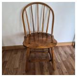 Amish Style Solid Oak Hoop Back Windsor Dining or Side Chair