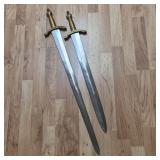 Matching Brass Handle Decorative Sword Set