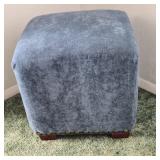 Blue Microfiber Ottoman Foot Rest Cube