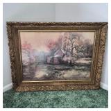 Robert Wood Boathouse Print in Ornate Gold Gilt Wood Frame
