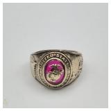 10K Gold USMC Marines Ring Ruby Stone Size 6
