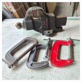 Reed Mfg Co. Bench Vise & Assorted C-Clamps