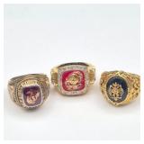 Lot of 3 Men's Military Rings – Gold & Sterling Silver (10K Eagle)