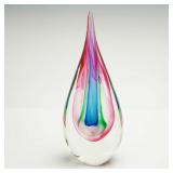 Murano Sommerso Art Glass Sculpture Teardrop...