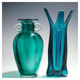 2pc Viking Glass Bluenique Set - MCM Amphora &...