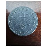 1940-B German 5 Reichspfennig Swastika Coin