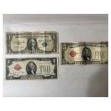 intage US Red Seal Note Lot $5 1928F & $2 1928D...