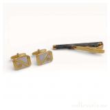 Dunhill Gold Tone Cufflinks Tie Bar Set...