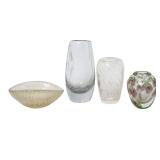 4pc Vintage Art Glass Set Italian Style Vases &...
