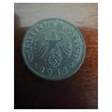 1942-F German 1 Reichspfennig Swastika Coin