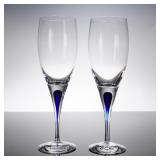 Pair Orrefors Intermezzo Blue Champagne Flutes...