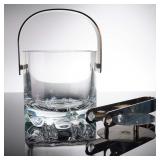 Orrefors Erik Crystal Ice Bucket Set Tongs &...